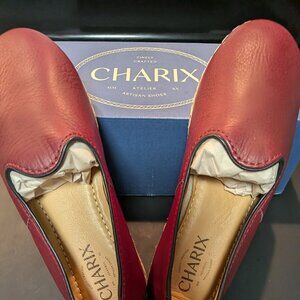 Charix Handmade Leather Slip On Shoes NIB Size 35.5, US 5.5 Bordeaux $145